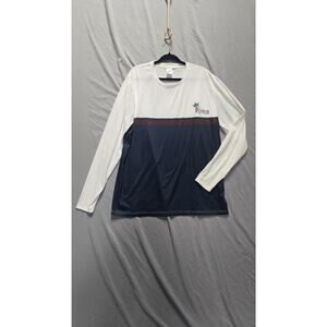 King Shirt Mens 2XL White Blue Long Sleeve Colorblock Crown Graphic Modern Tee